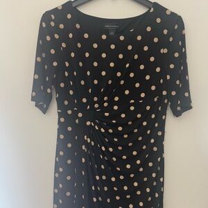 Connected Apparel Black Dress with Cream Polka Dots